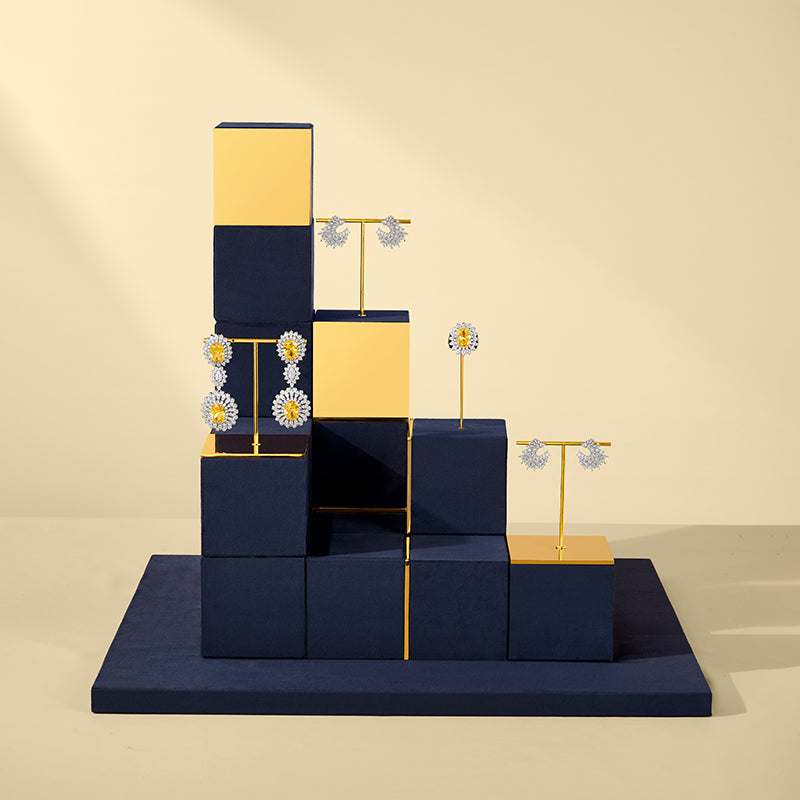 OIRLV Glossy Metal Ring and Earring Velvet Storage and Display Stand TT583-585