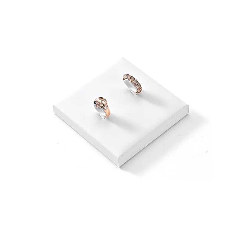 Oirlv White PU Earrings Ring Necklace Jewelry Display Set TT299