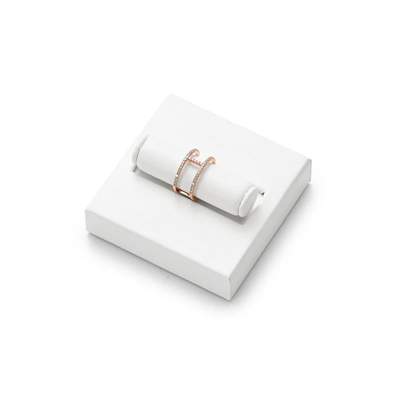 Oirlv White PU Leather Earrings Ring Necklace Jewelry Display Set TT323