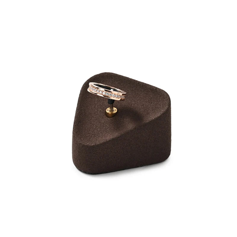 OIRLV Brown Microfiber Earrings Ring Necklace Jewelry Display Set TT351