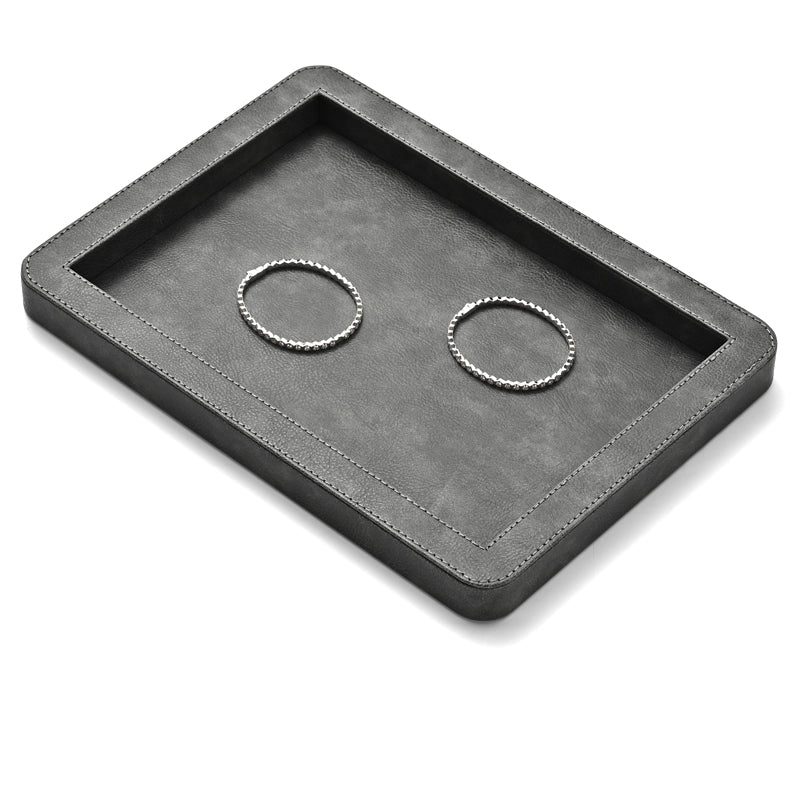 OIRLV Elegant Round Black/Gray/Green Stitching Jewelry Display Tray P214