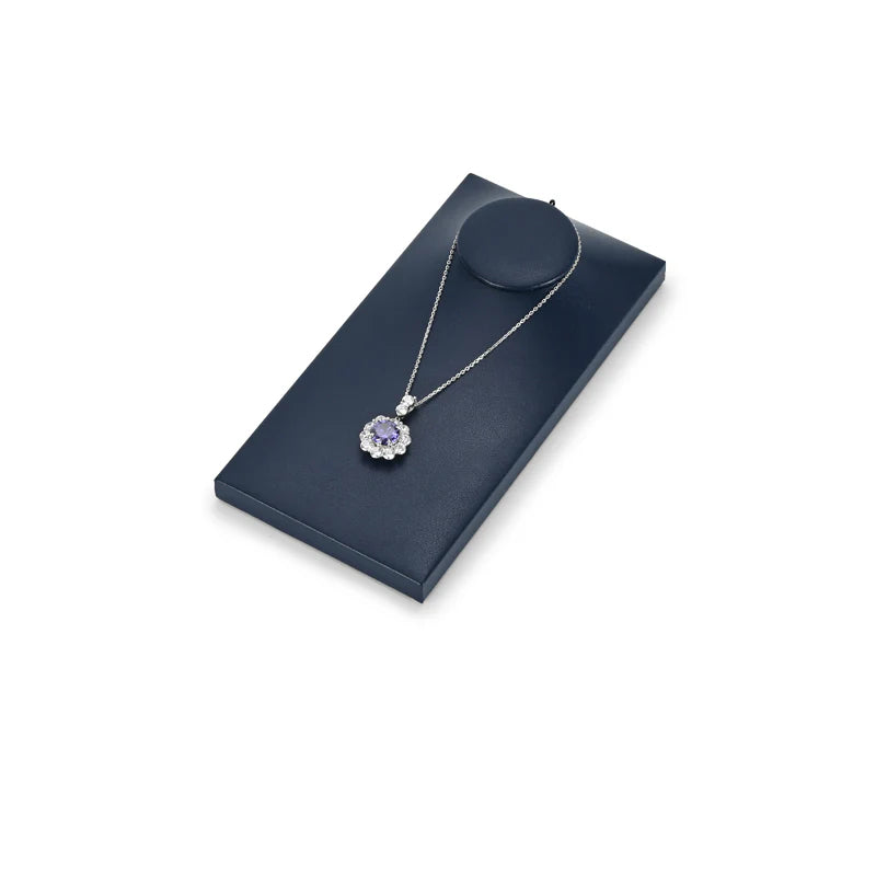 Oirlv Blue PU Leather Earrings Ring Necklace Jewelry Display Set TT318