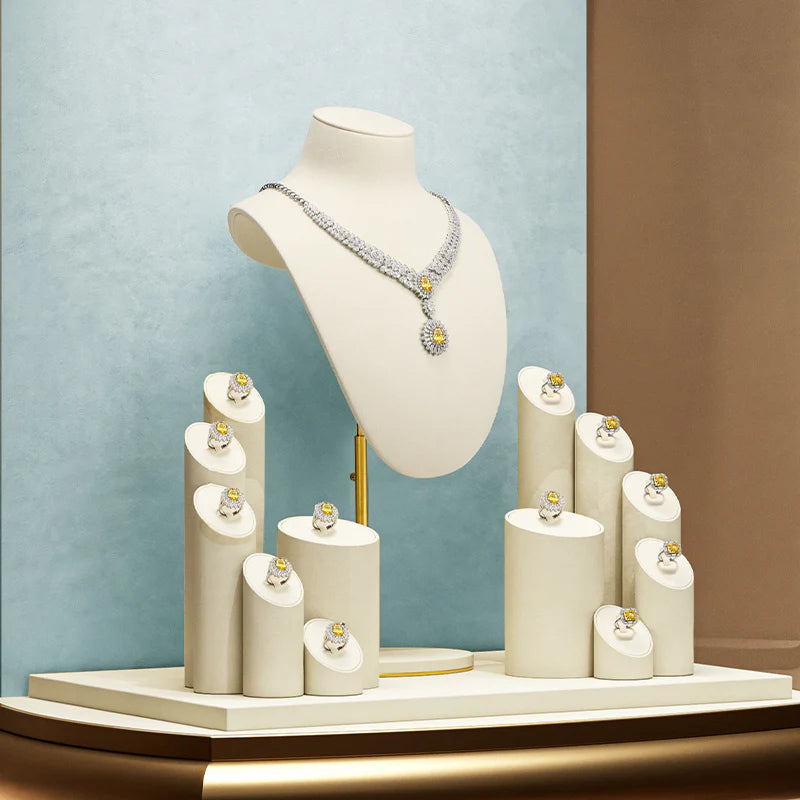 Beige Ring Necklace Set Turn Display Stand TT075