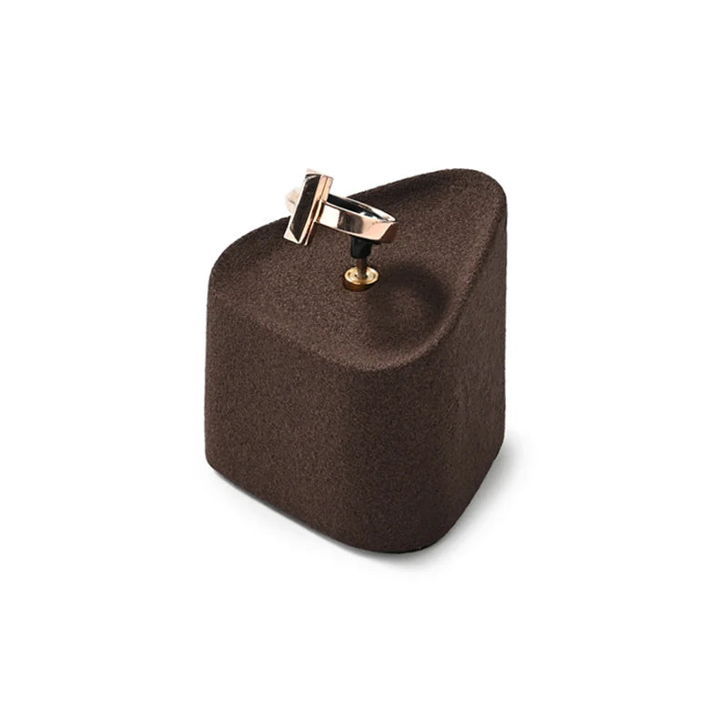 OIRLV Brown Microfiber Earrings Ring Necklace Jewelry Display Set TT351