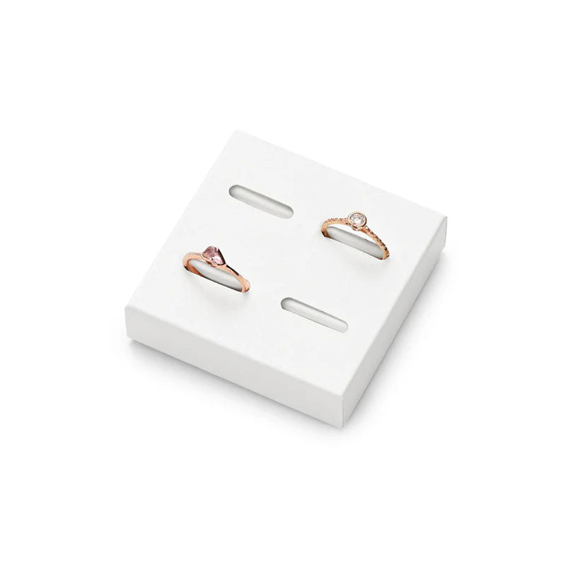 Oirlv White PU Leather Earrings Ring Necklace Jewelry Display Set TT323