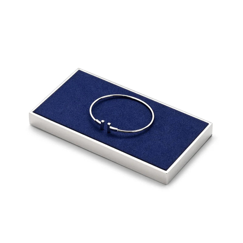 OIRLV Blue Microfiber Earrings Ring Necklace Jewelry Display Set TT266