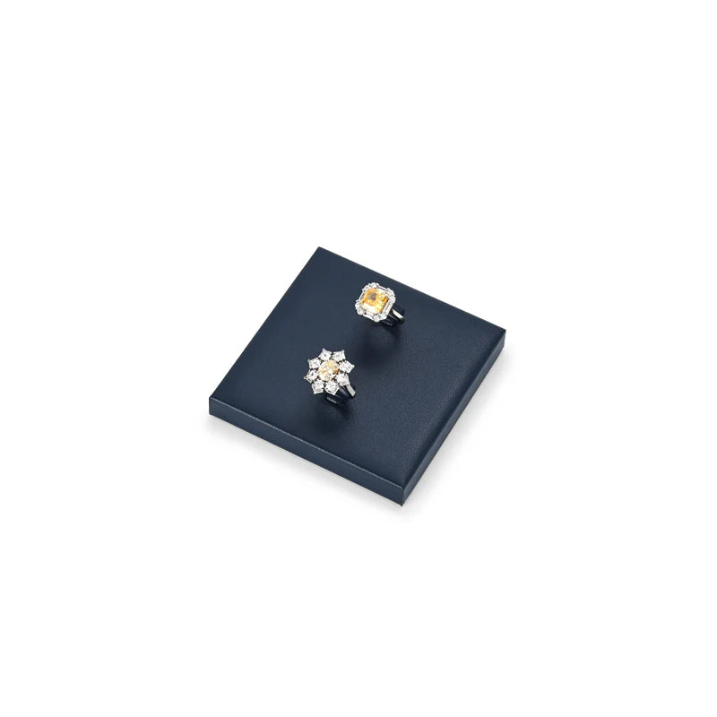 Oirlv Blue PU Leather Earrings Ring Necklace Jewelry Display Set TT318
