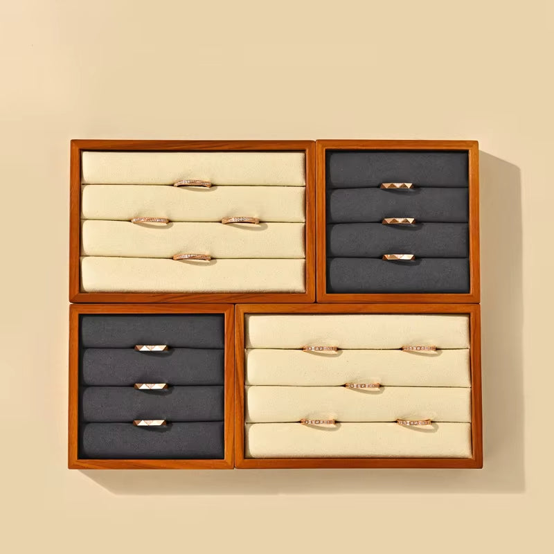 Oirlv Ring Display Tray Wooden Square Ring Display Stand :SM239
