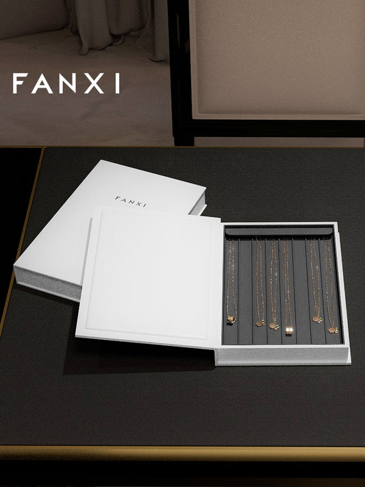 New Gray PU Leather Microfiber Flip-cover Magnetic Jewelry Tray P147