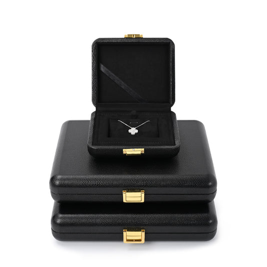 Black PU Leather Microfiber Jewelry Box H156