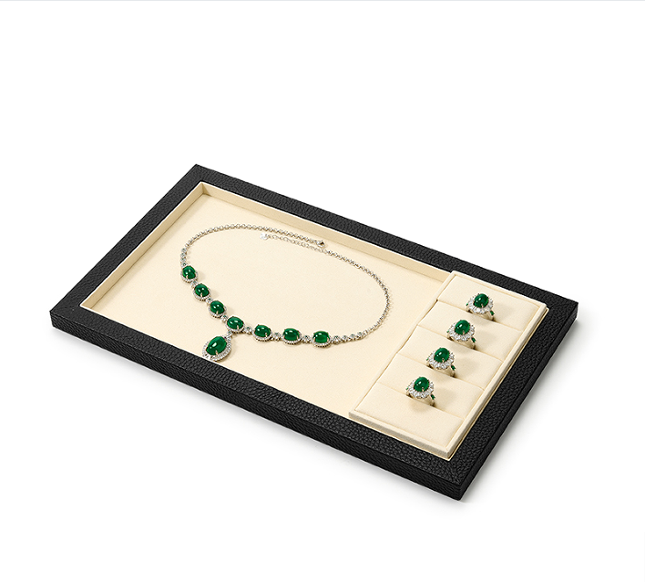 Hot-sale Beige Genuine Leather Jewelry Tray：P238