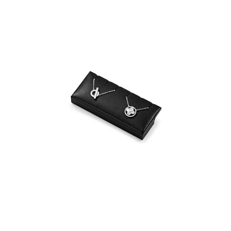 Oirlv Black PU Leather Earrings Ring Necklace Jewelry Display Set TT319