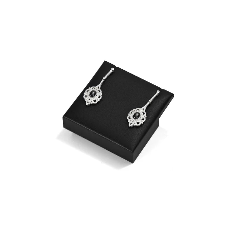 Oirlv Black PU Leather Earrings Ring Necklace Jewelry Display Set TT322