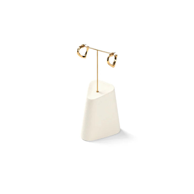 Beige Microfiber Earrings Ring Necklace Jewelry Display Set TT349