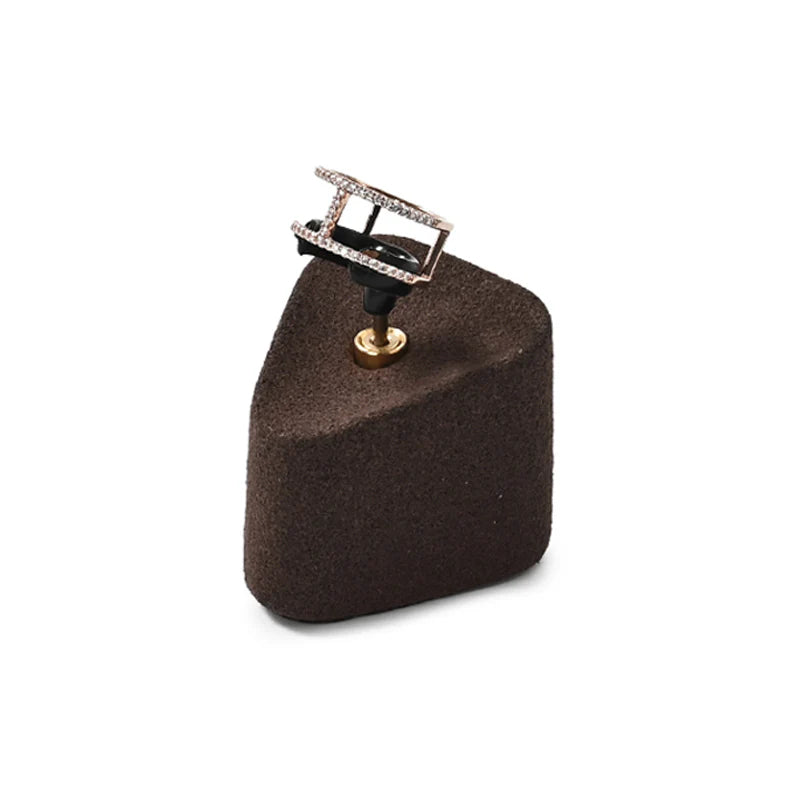 OIRLV Brown Microfiber Earrings Ring Necklace Jewelry Display Set TT351