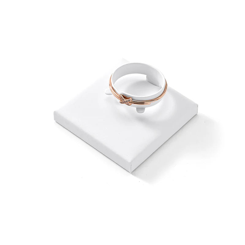 Oirlv White PU Earrings Ring Necklace Jewelry Display Set TT299