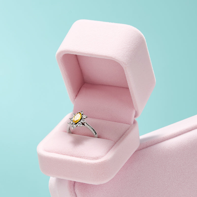 Pink Round Corner Flannelette Jewelry Packaging Box H008