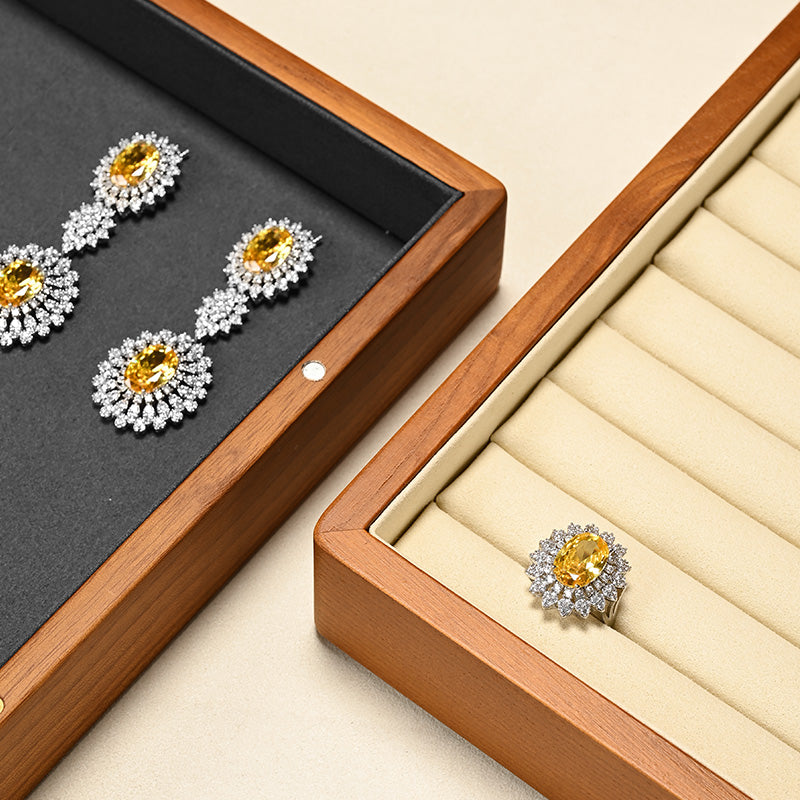 Solid Wood Large Capacity Jewelry Case With Transparent Lid X024