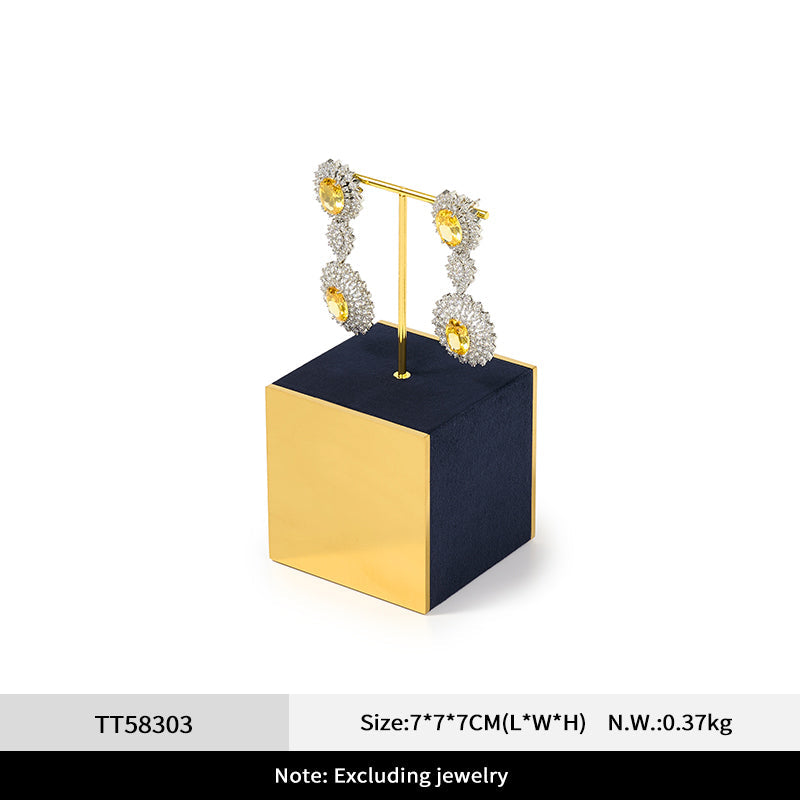 OIRLV Glossy Metal Ring and Earring Velvet Storage and Display Stand TT583-585