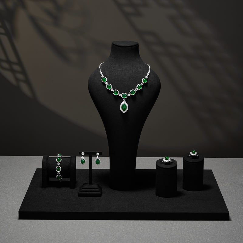 Black Microfiber Jewelry Showcase Display Set TT055
