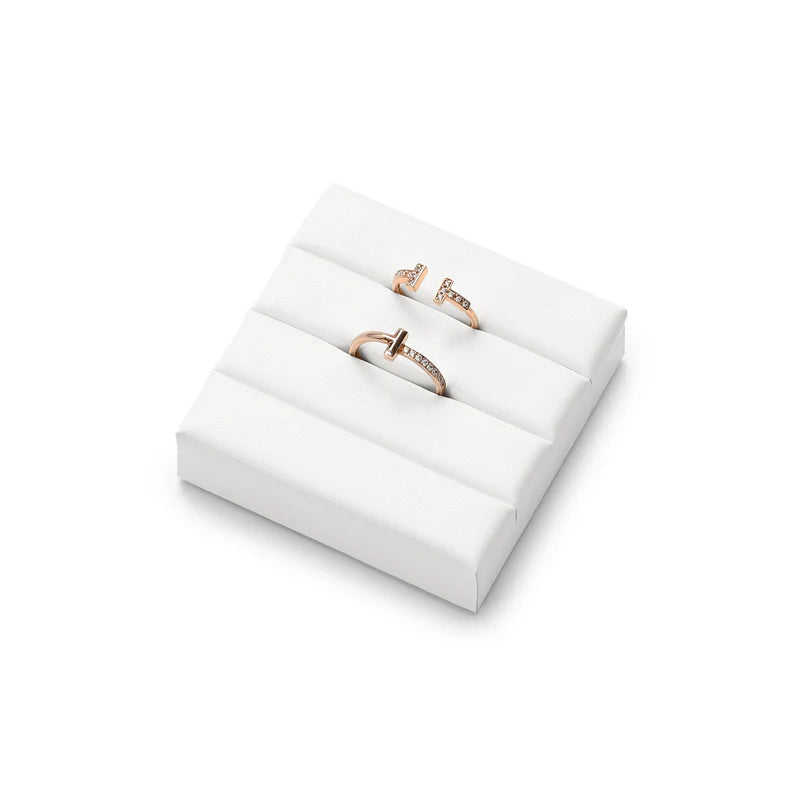 Oirlv White PU Leather Earrings Ring Necklace Jewelry Display Set TT323