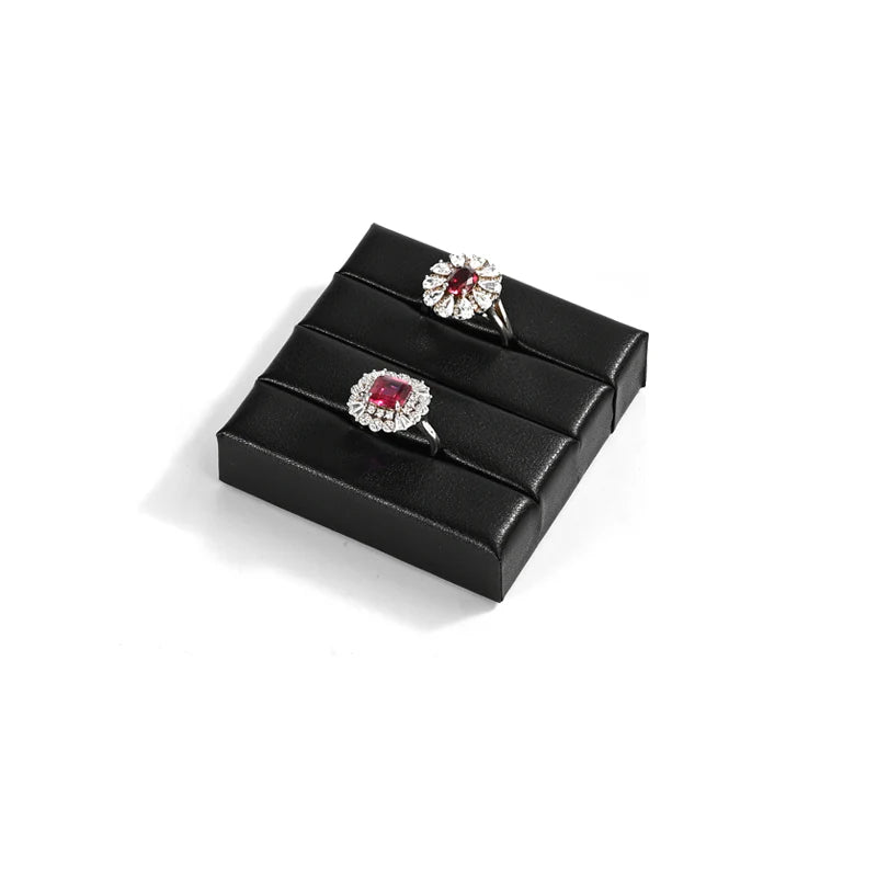 Oirlv Black PU Leather Earrings Ring Necklace Jewelry Display Set TT322