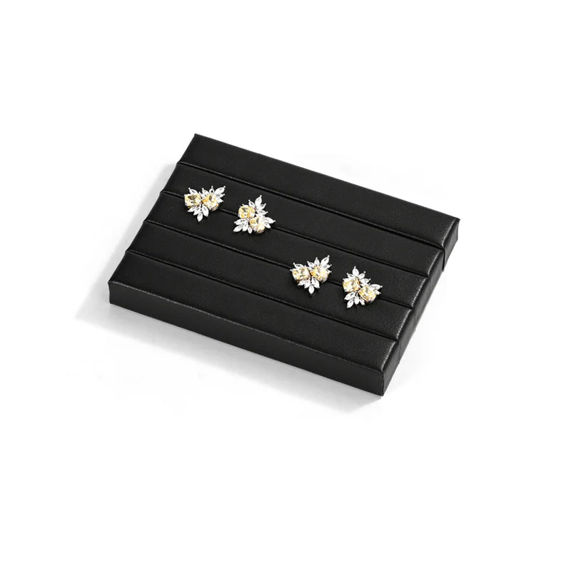 Oirlv Black PU Leather Earrings Ring Necklace Jewelry Display Set TT322