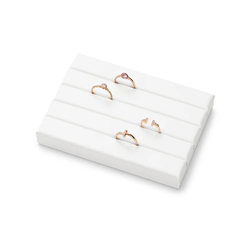 Oirlv White PU Leather Earrings Ring Necklace Jewelry Display Set TT323