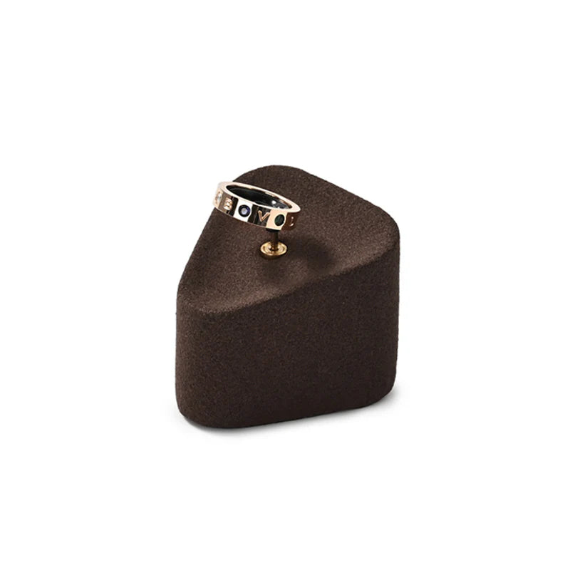 OIRLV Brown Microfiber Earrings Ring Necklace Jewelry Display Set TT351