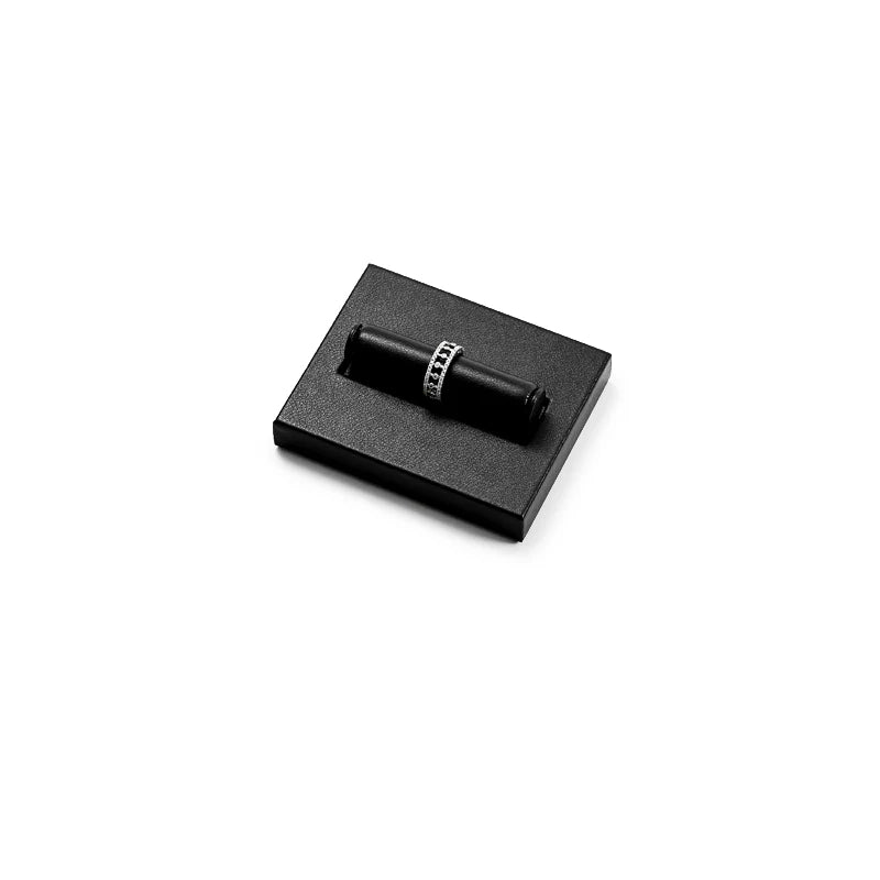 Oirlv Black PU Leather Earrings Ring Necklace Jewelry Display Set TT319
