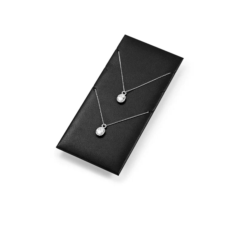 Oirlv Black PU Leather Earrings Ring Necklace Jewelry Display Set TT319