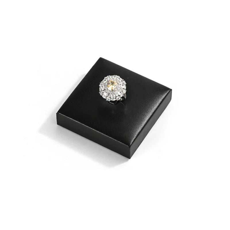 Oirlv Black PU Leather Earrings Ring Necklace Jewelry Display Set TT322