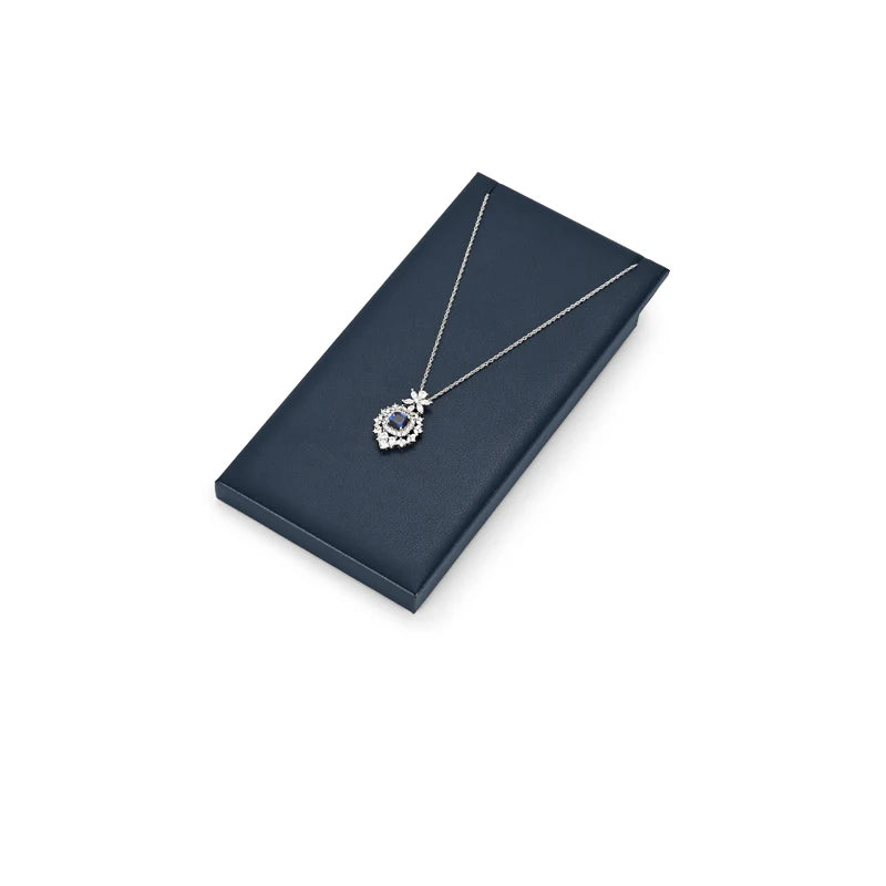 Oirlv Blue PU Leather Earrings Ring Necklace Jewelry Display Set TT318
