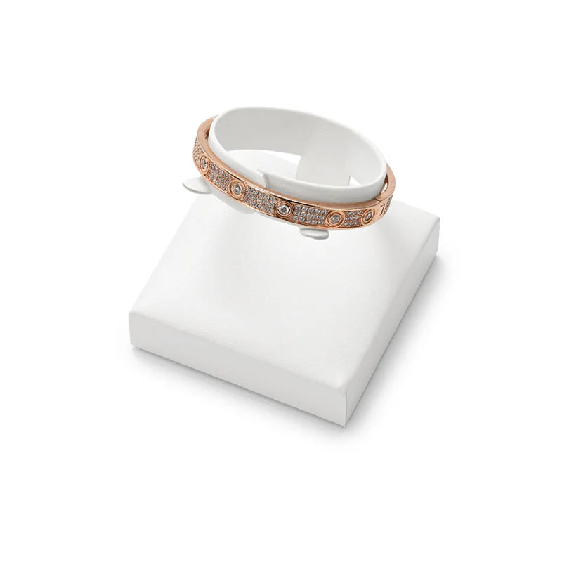 Oirlv White PU Leather Earrings Ring Necklace Jewelry Display Set TT323