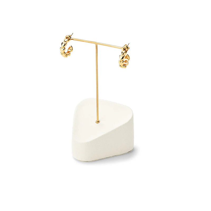 Beige Microfiber Earrings Ring Necklace Jewelry Display Set TT349