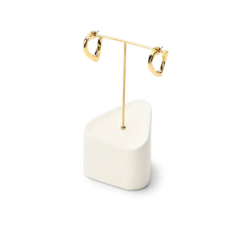 Beige Microfiber Earrings Ring Necklace Jewelry Display Set TT349