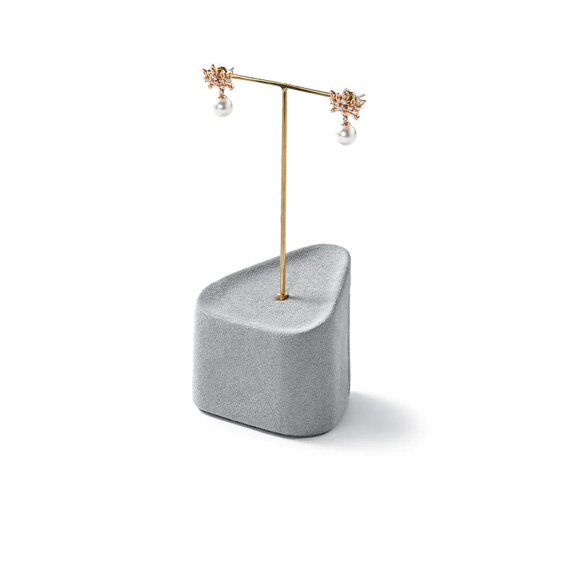 OIRLV Grey Microfiber Earrings Ring Necklace Jewelry Display Set TT353