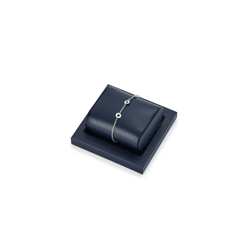 Oirlv Blue PU Leather Earrings Ring Necklace Jewelry Display Set TT318