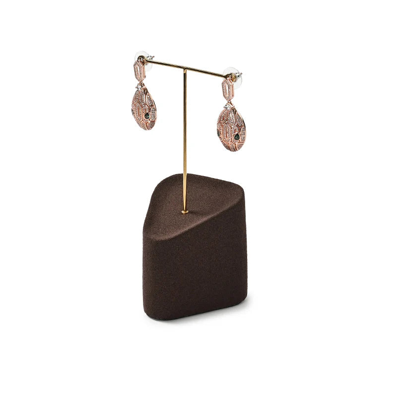 OIRLV Brown Microfiber Earrings Ring Necklace Jewelry Display Set TT351