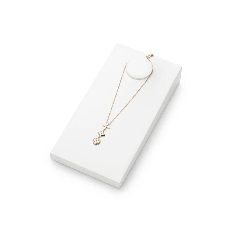 Oirlv White PU Leather Earrings Ring Necklace Jewelry Display Set TT323