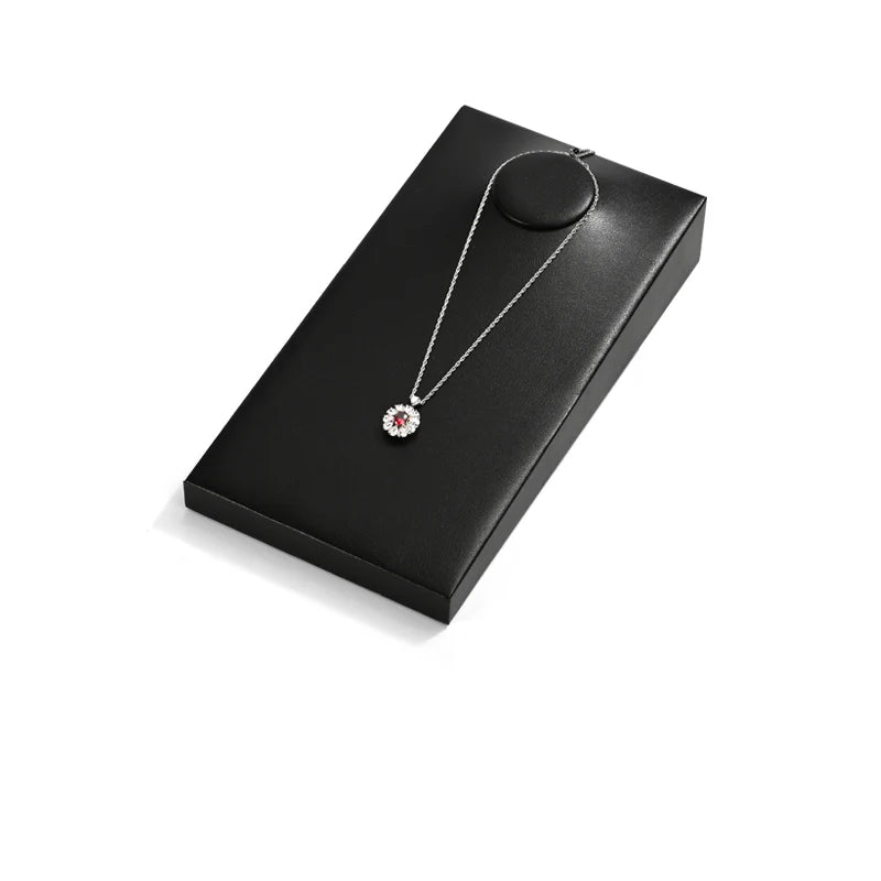 Oirlv Black PU Leather Earrings Ring Necklace Jewelry Display Set TT322