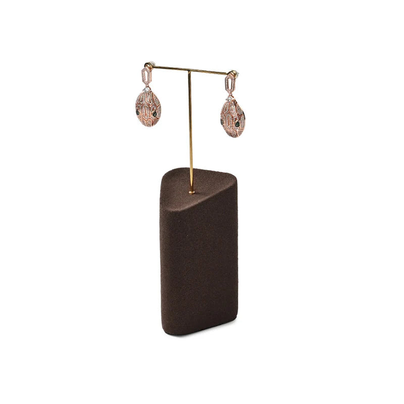 OIRLV Brown Microfiber Earrings Ring Necklace Jewelry Display Set TT351