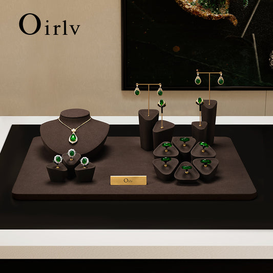 OIRLV Microfiber Earrings Ring Necklace Jewelry Display Set TT341