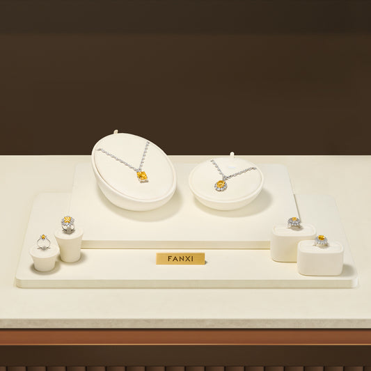 Beige Rings Necklace Jewelry Display Set TT244