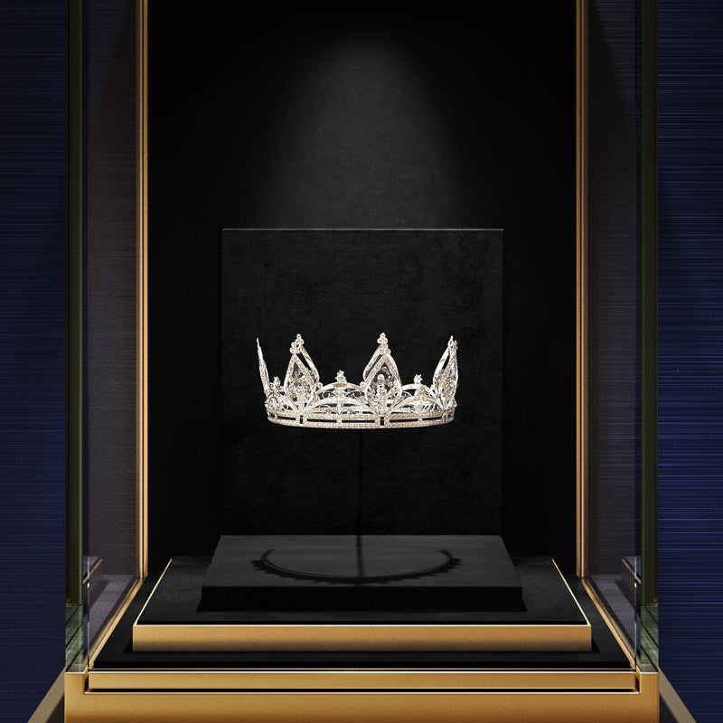 Luxury Black Beige Suede Metal Crown Display Props TT591-92