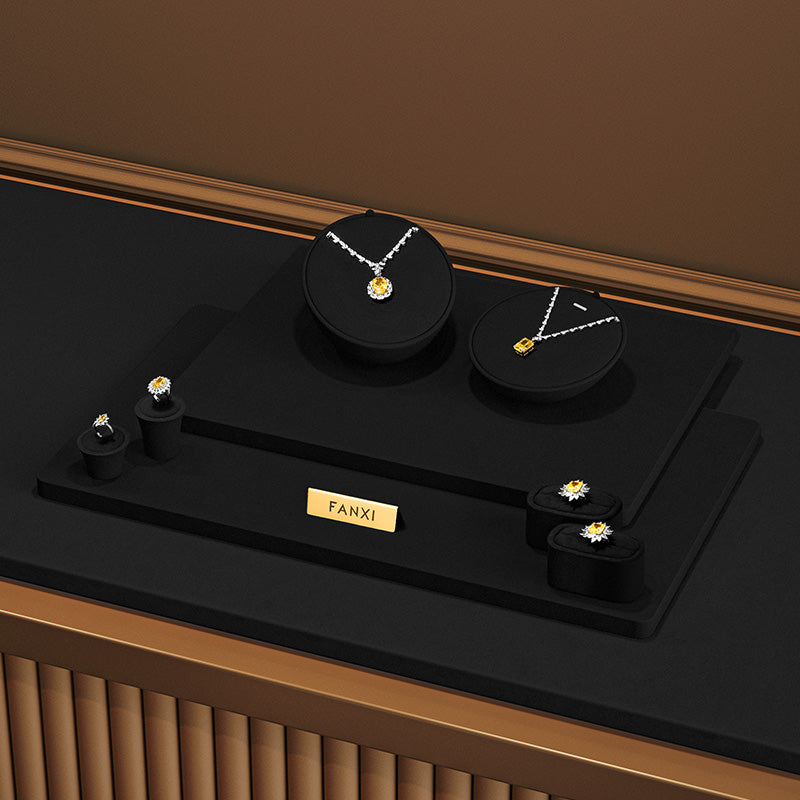 Black Rings Necklace Jewelry Display Set TT242