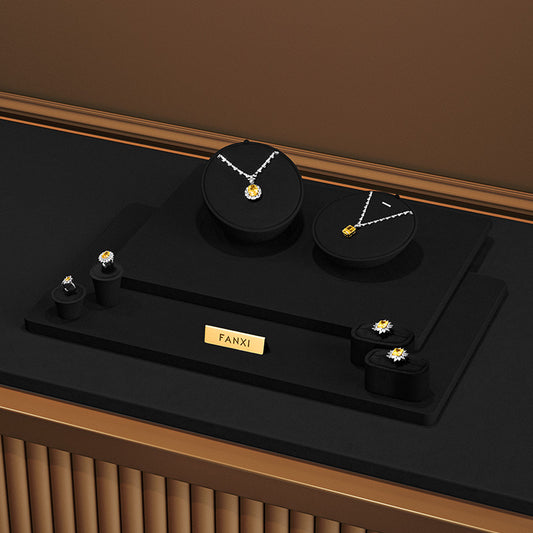 Black Rings Necklace Jewelry Display Set TT242