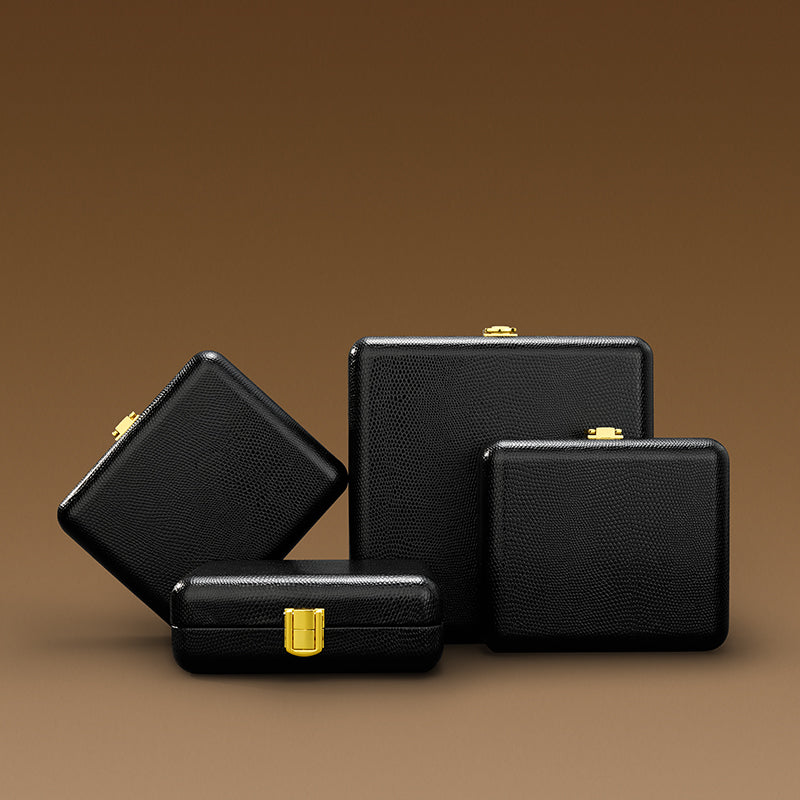 Black PU Leather Microfiber Jewelry Box H156