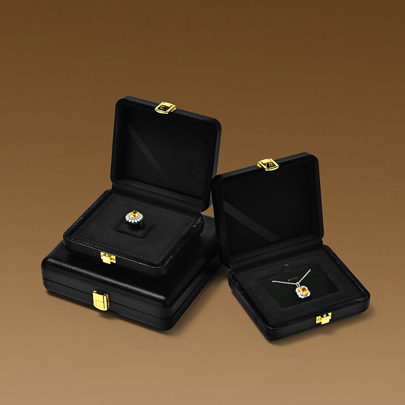 Black PU Leather Microfiber Jewelry Box H156