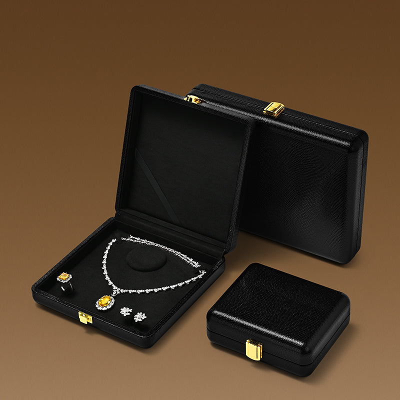 Black PU Leather Microfiber Jewelry Box H156